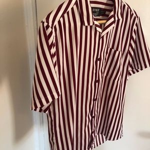 TOPMAN striped short-sleeve camp collar shirt
